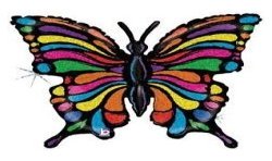 BALLON METALLIQUE PAPILLON MULTICOULEUR 84 CM 