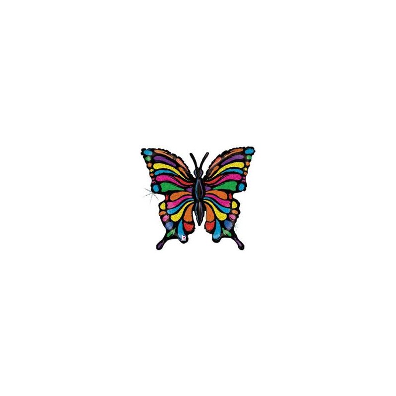 BALLON METALLIQUE PAPILLON MULTICOULEUR  84 CM 