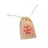 SAC JUTE  BONNE ET HEUREUSES FETES  ROUGE 12 X 15 CM 