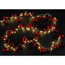 GUIRLANDE 40 BOULES ROUGES LUMINEUSE 2 METRES