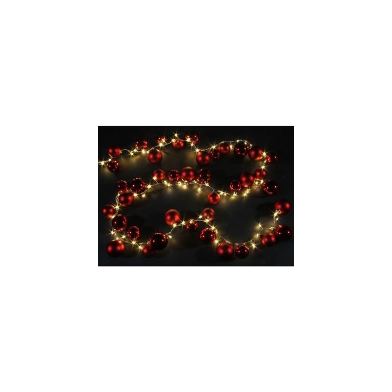 GUIRLANDE 40 BOULES ROUGES LUMINEUSE 2 METRES GUIRLANDE 40 BOULES ROUGES LUMINEUSE 2 METRES