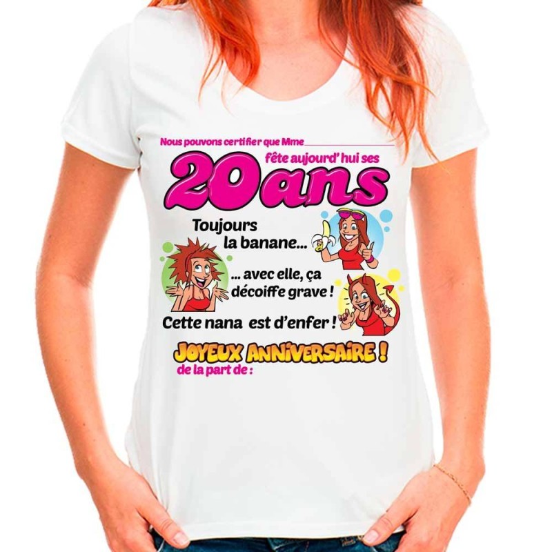 TEE SHIRT CERTIF 20 ANS FILLE