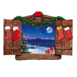 STICKER FENETRE DE CHALET TROMPE L'OEIL NOEL