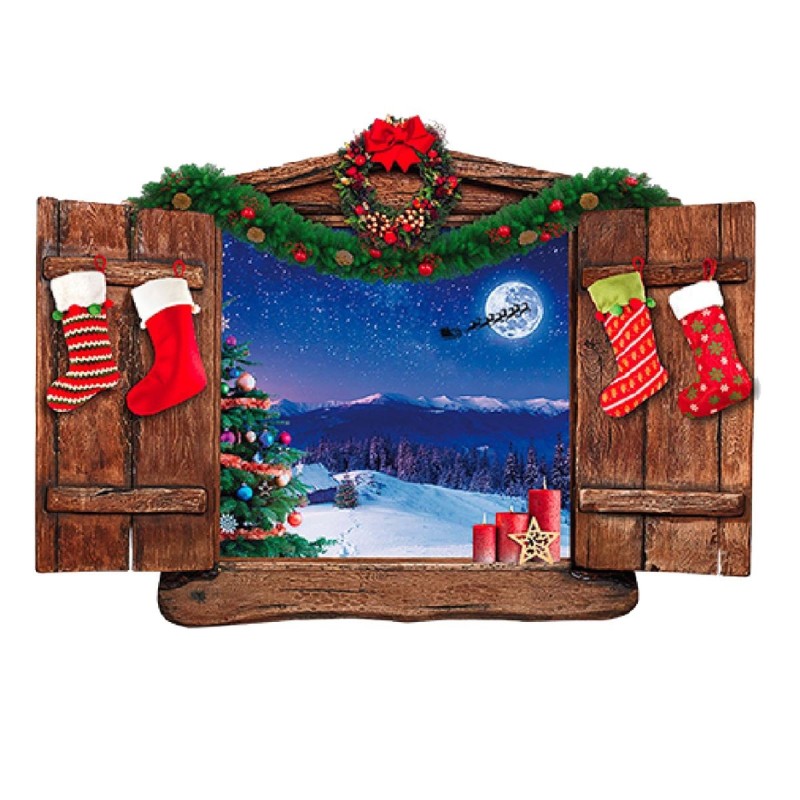 STICKER FENETRE DE CHALET TROMPE L'OEIL NOEL STICKER FENETRE DE CHALET TROMPE L'OEIL NOEL