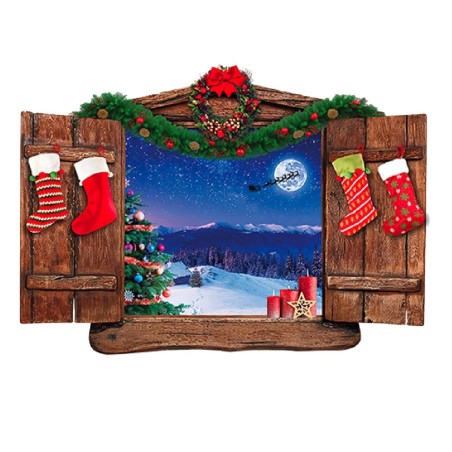 STICKER FENETRE DE CHALET TROMPE L'OEIL NOEL