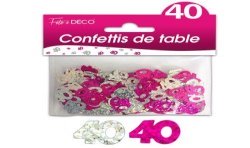 CONFETTIS DE TABLE 40 ANS ROSE