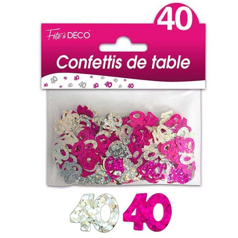 CONFETTIS DE TABLE 40 ANS ROSE