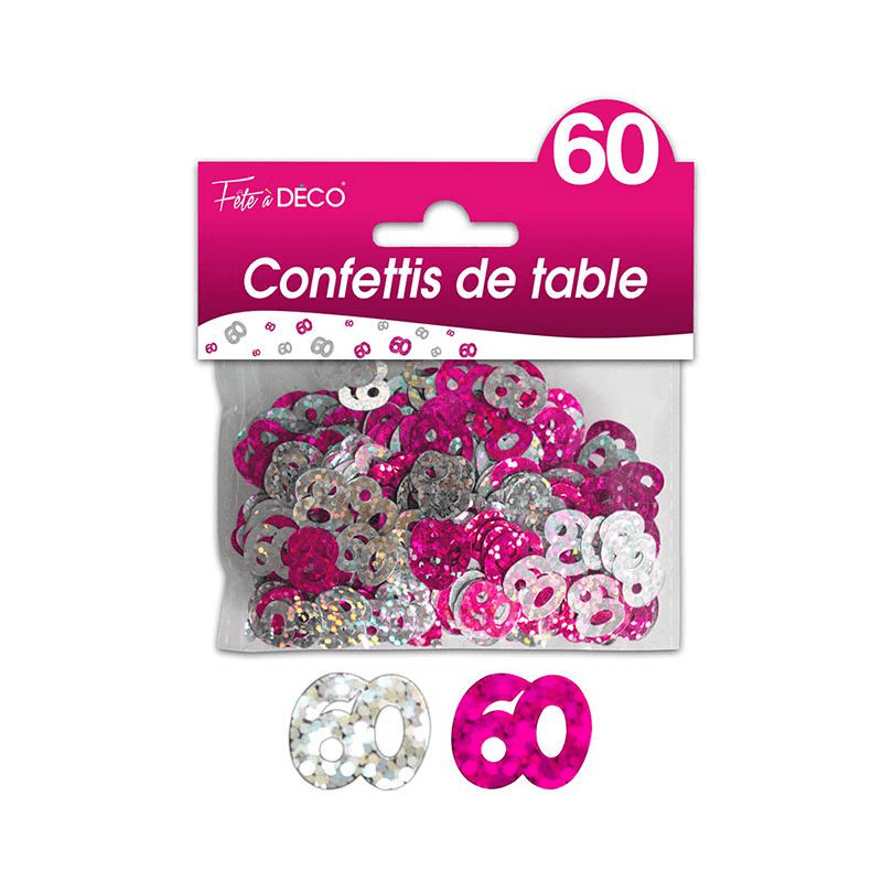 CONFETTIS DE TABLE 60 ANS ROSE 