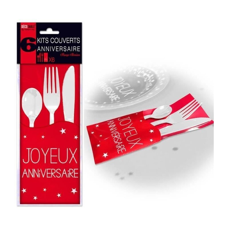 KIT COUVERTS ANNIVERSAIRE ROUGE 