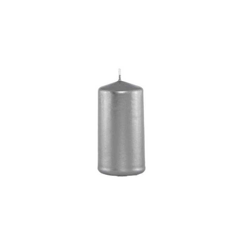 BOUGIE CYLINDRIQUE ARGENT METAL 4 CM X 6 CM