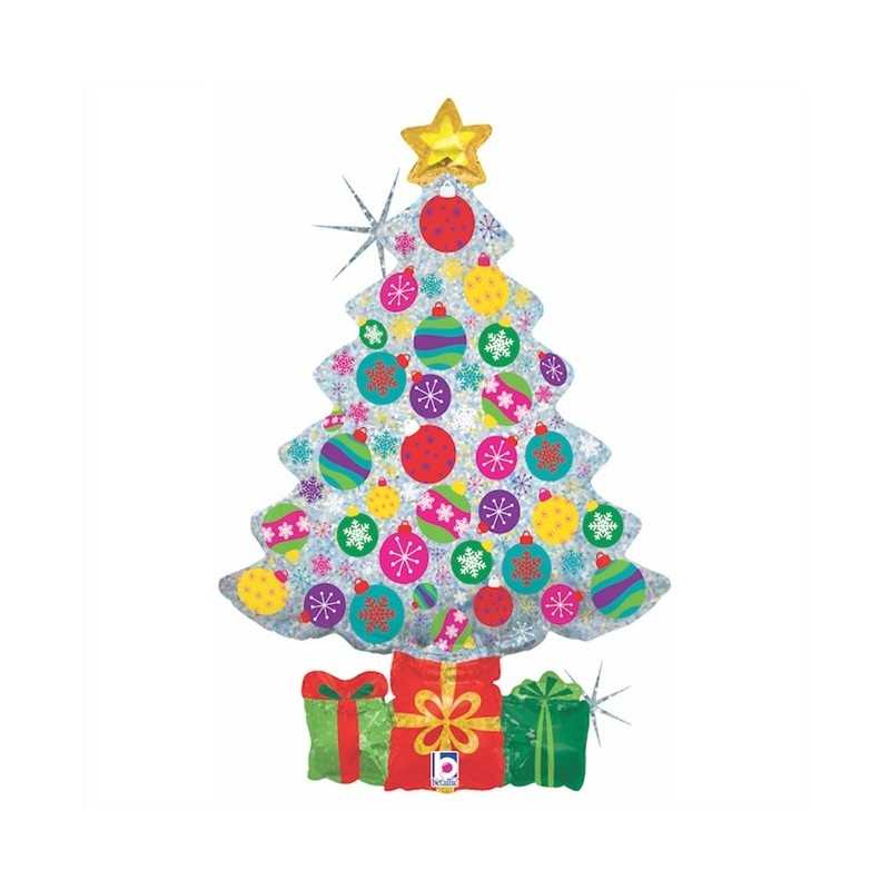 BALLON METALLIQUE SAPIN DE NOEL 99 CM HOLOGRAPHIC