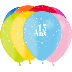 10 BALLONS BALLOONIA IMPRIMES  CHIFFRE 15 MULTICOLORE