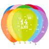 10 BALLONS BALLOONIA IMPRIMES CHIFFRE 14 MULTICOLORE
