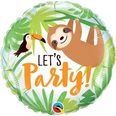 BALLON METALLIQUE ROND LET'S PARTY ! PARESSEU ET TOUCAN 46 CM 