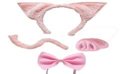 SET DE COCHON ROSE (OREILLES, NEZ, NOEUD-PAPILLON, QUEUE )