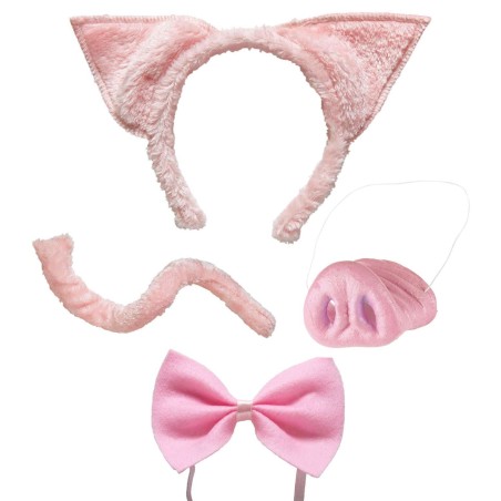 SET DE COCHON ROSE (OREILLES, NEZ, NOEUD-PAPILLON, QUEUE )