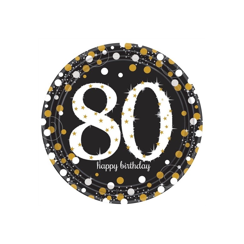 8 ASSIETTES NOIRES 80 ANS BRILLANT 23 CM 8 ASSIETTES NOIRES 80 ANS BRILLANT 23 CM