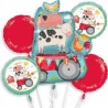 BOUQUET DE 5 BALLONS METALLIQUES LES ANIMAUX DE LA FERME 