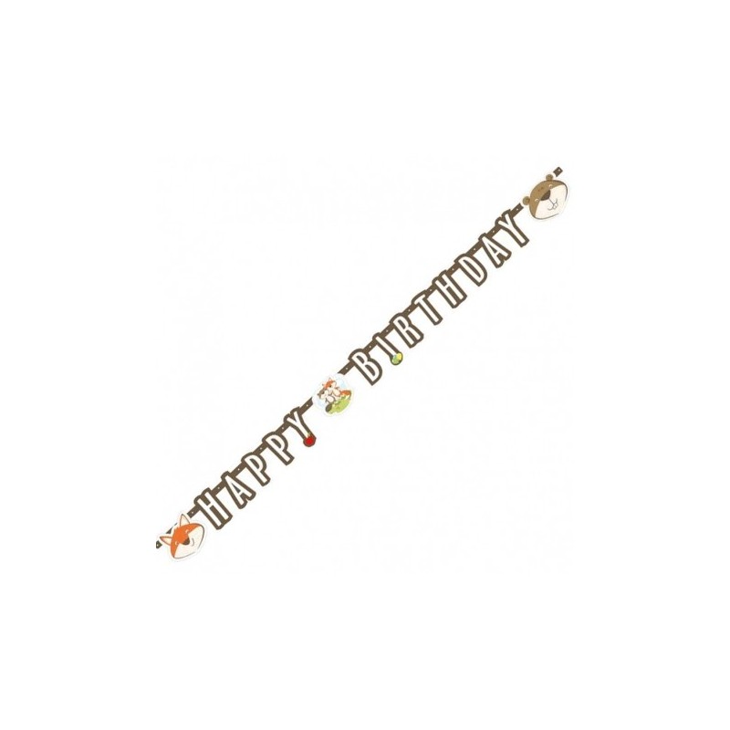 GUIRLANDE HAPPY BIRTHDAY PAPIER ANIMAUX DE LA FORET 1.8 METRES GUIRLANDE HAPPY BIRTHDAY PAPIER ANIMAUX DE LA FORET 1.8 METRES