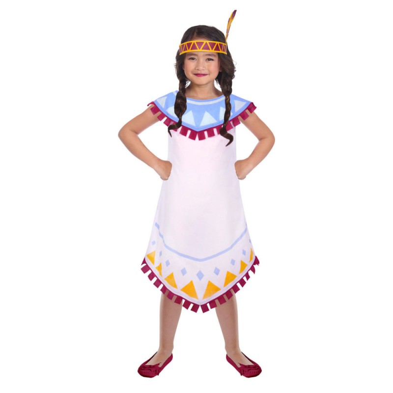 DEGUISEMENT ENFANT INDIENNE BLANCHE TOMAWAHAWK TAILLE 4/6 ANS 