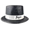 CHAPEAU HAUT DE FORME GLITTER NOIR "QUE TOUS VOS VEUX SE REALISENT" CHAPEAU HAUT DE FORME GLITTER NOIR "QUE TOUS VOS VEUX SE REALISENT"