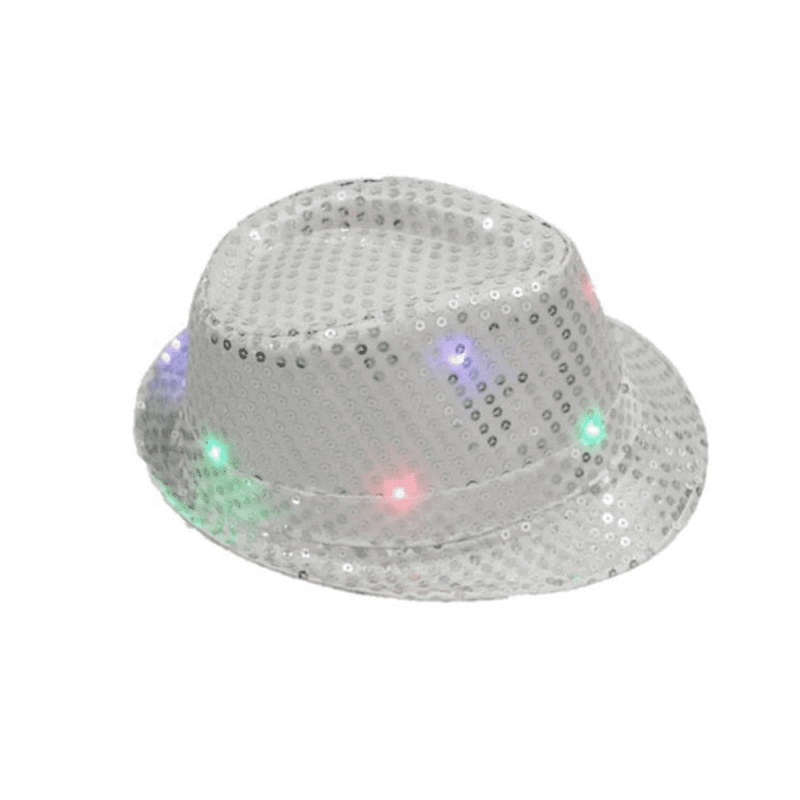 CHAPEAU 6 LEDS SEQUIN ARGENT