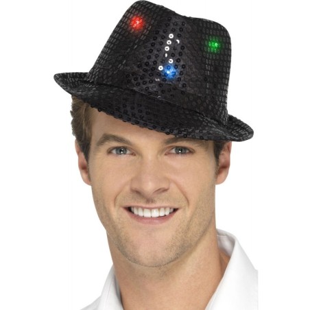 CHAPEAU 6 LEDS SEQUIN NOIR