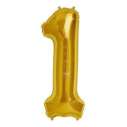 BALLON METALLIQUE CHIFFRE 1 OR 36 CM 