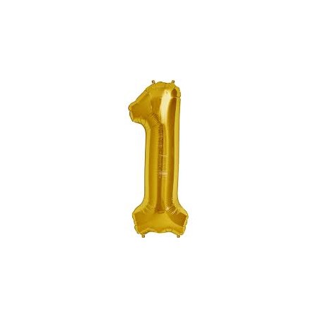 BALLON METALLIQUE CHIFFRE 1 OR 36 CM 