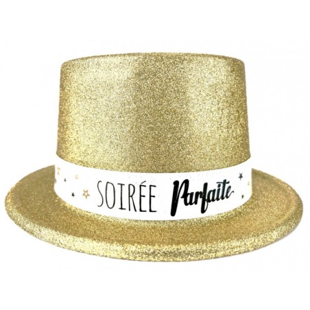 CHAPEAU PASTIQUE GLITTER PAILLETTE OR "SOIREE PARFAITE"