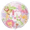 BALLON METALLIQUE ROND 1ST BIRTHDAY ANIMAUX 45 CM 