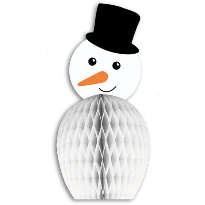 CENTRE DE TABLE PAPIER ALVEOLE BONHOMME DE NEIGE JOSE