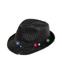 CHAPEAU BORSALINO PAILLETTE NOIR AVEC LED