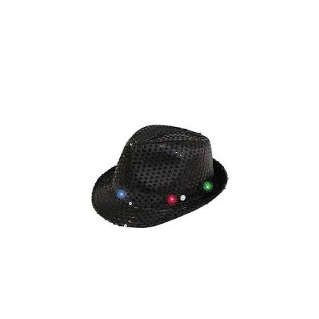 CHAPEAU BORSALINO PAILLETTE NOIR AVEC LED