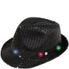 CHAPEAU BORSALINO PAILLETTE NOIR AVEC LED