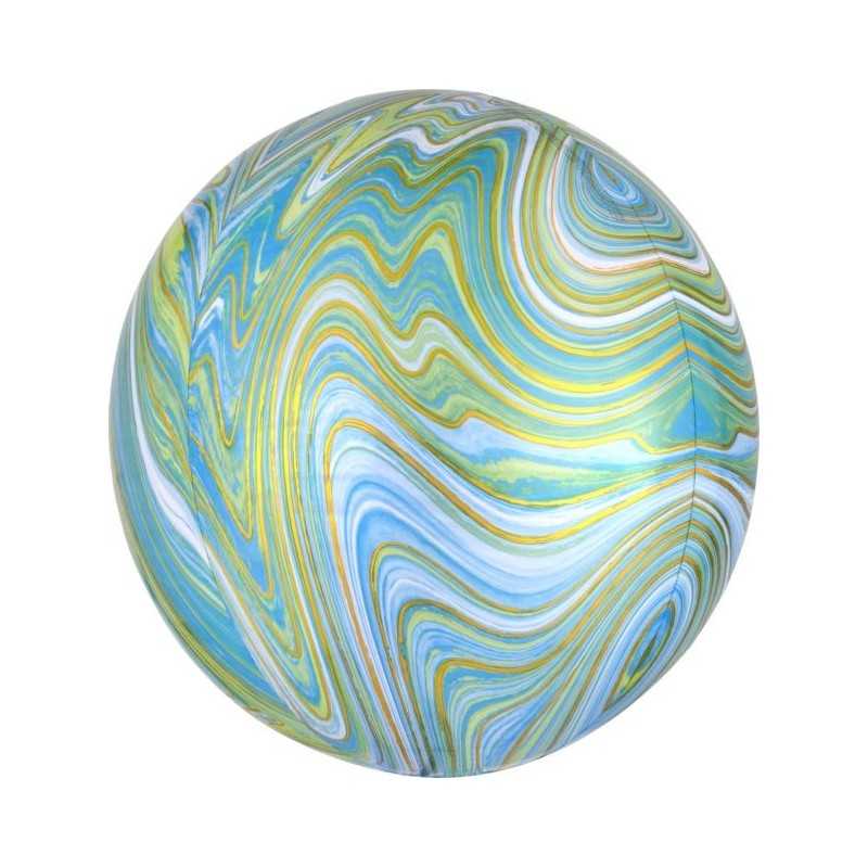 BALLON METALLIQUE ORBZ DIFFERENTS VERT ET OR 38 X 40 CM