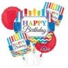 BOUQUET DE 5 BALLONS HAPPY BIRTHDAY MULTICOULEURS 