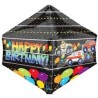 BALLON METALLIQUE NOIR AVEC DES VOITURES HAPPY BIRTHDAY 43 X 53 CM 