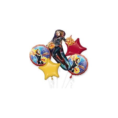 BOUQUET DE 5 BALLONS METALLIQUE CAPTAIN MARVEL 