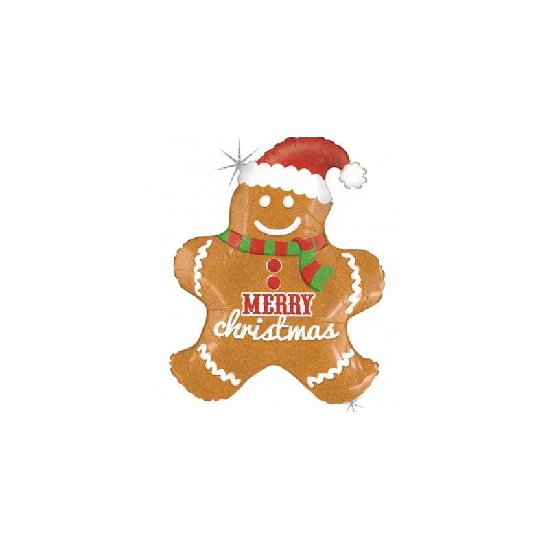 BALLON METALLIQUE BONHOMME PAIN D'EPICE 79 CM 