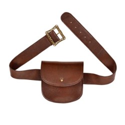 CEINTURE AVEC BOURSE ASPECT CUIR MARRON