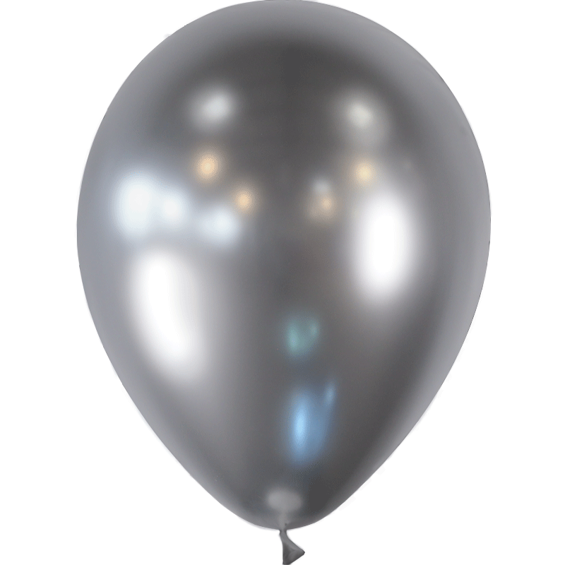 10 BALLONS LATEX 12" ARGENT MIROIR BALLONIA 