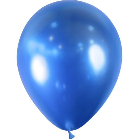 10 BALLONS LATEX 12" BLEU CHROME MIROIR BALLONIA 