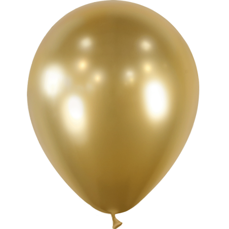 25 BALLONS LATEX 12" OR CHROME BRILLANT BALLONIA 