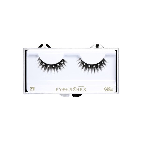 FAUX CILS NOIRS EN POINTE AVEC STRASS COLLE A VISAGE