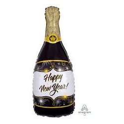 BALLON METALLIQUE BOUTEILLE DE CHAMPAGNE HAPPY NEW YEAR 36 X 91 CM 