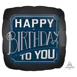 BALLON CARRE METALLIQUE HAPPY BIRTHDAY TO YOU 71 CM 