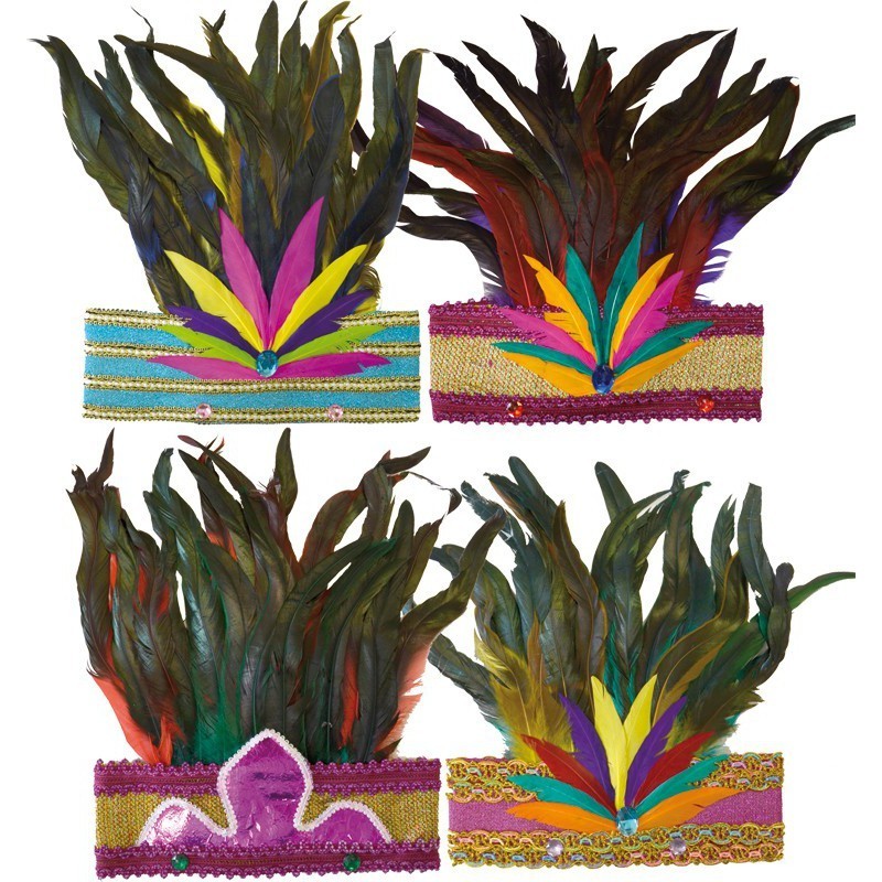 COIFFE A PLUMES CARNAVAL RIO 6 COULEURS ASSORTIES COIFFE A PLUMES CARNAVAL RIO 6 COULEURS ASSORTIES