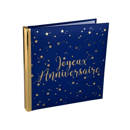 LIVRE D'OR BLEU JOYEUX ANNIVERSAIRE OR