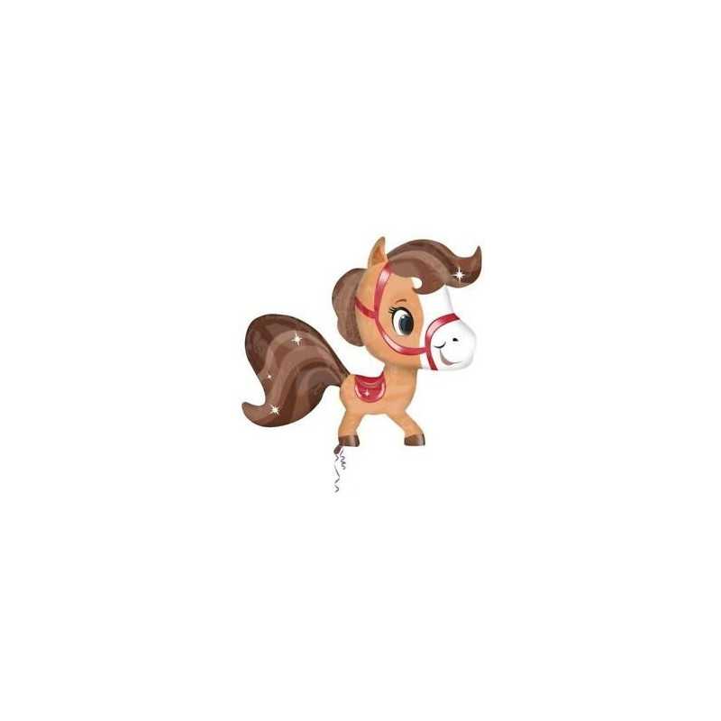BALLON METALLIQUE CHEVAL MARRON